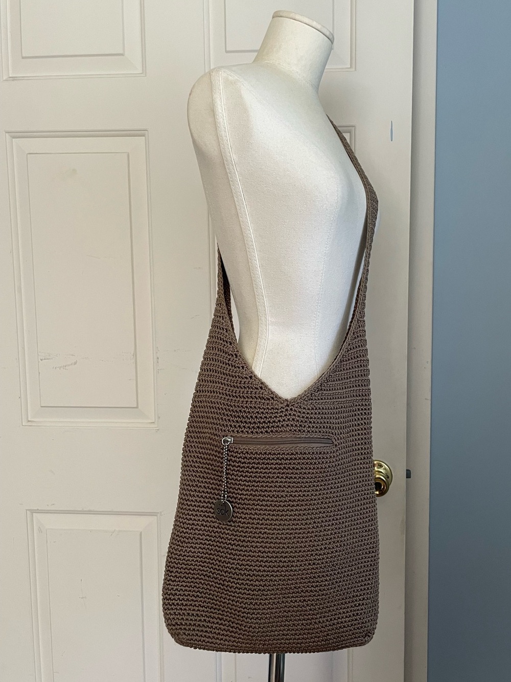 EUC THE SAK Crochet Hobo Bag Mushroom Medium Size